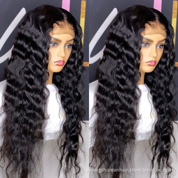 Wholesale Deep Curly Wave Lace Closure Wig Raw Brazilian Virgin Human Hair Yeswigs Hd Full Lace Front Wig Human Hair For Women